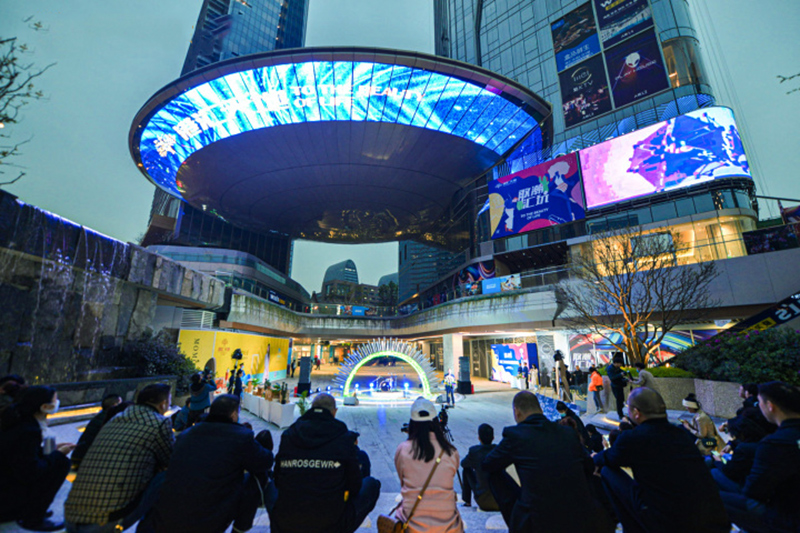 成都港汇新世界LED格栅屏项目 